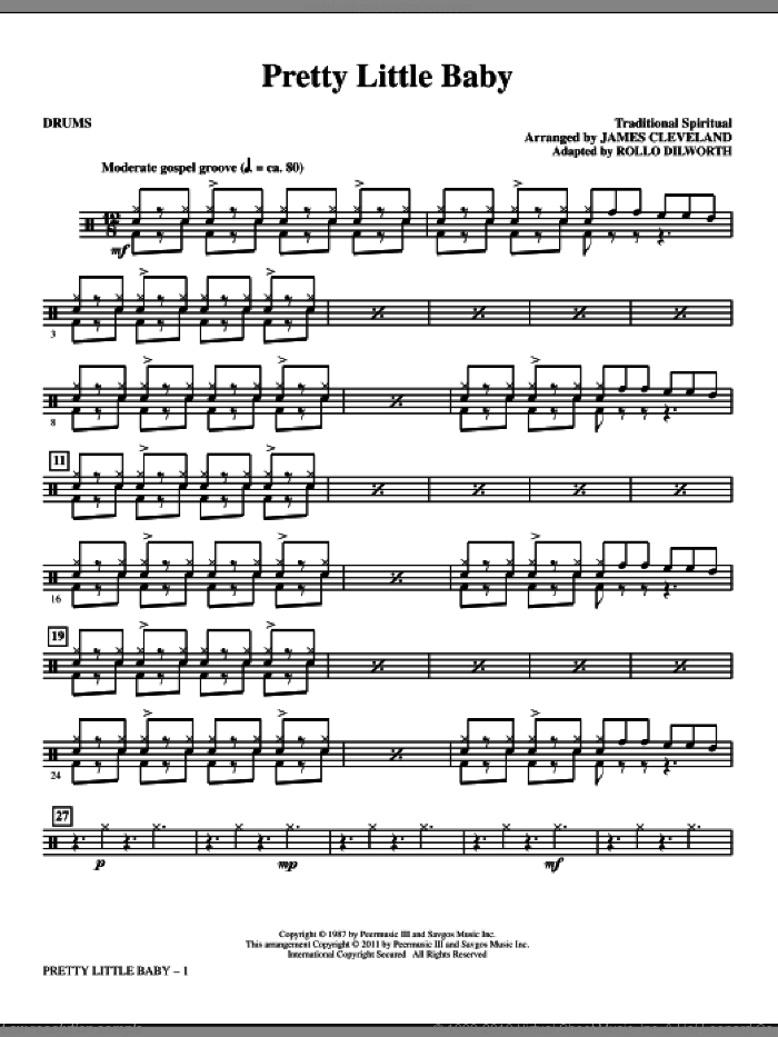 Pretty Little Baby sheet music for orchestra/band (drums) by Rollo Dilworth, James Cleveland and Miscellaneous, intermediate skill level