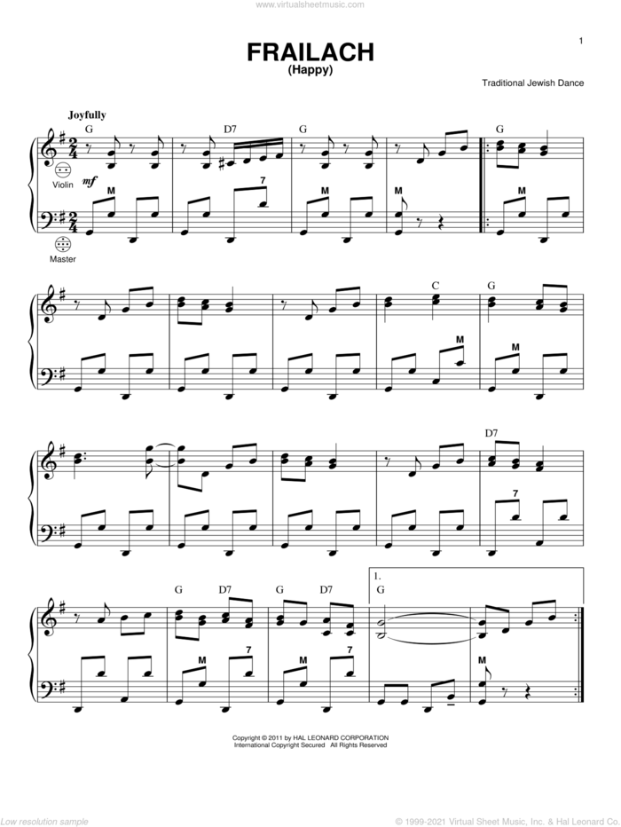 Frailach (Happy) sheet music for accordion by Traditional Jewish Dance, intermediate skill level