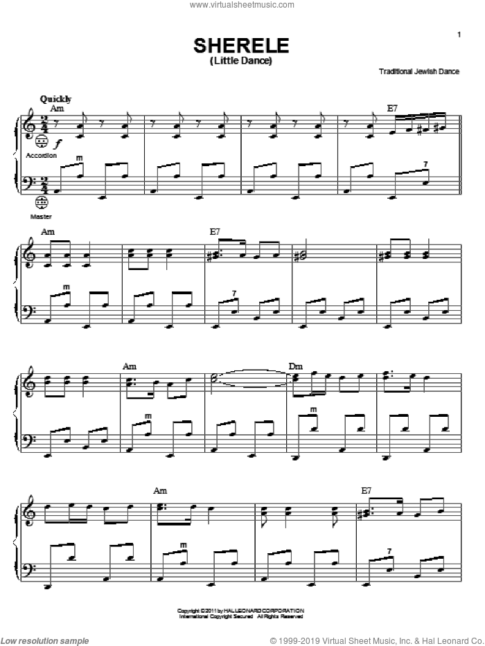 Sherele (Little Dance) sheet music for accordion by Traditional Jewish Dance, intermediate skill level