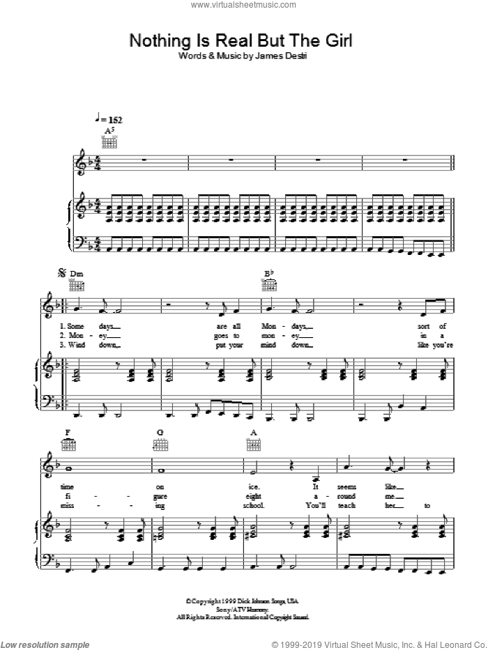 Nothing Is Real But The Girl sheet music for voice, piano or guitar by Blondie and Jimmy Destri, intermediate skill level