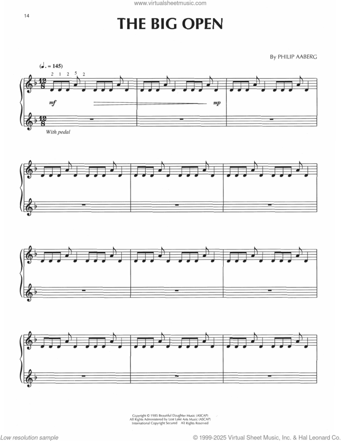 The Big Open sheet music for piano solo by Philip Aaberg, intermediate skill level