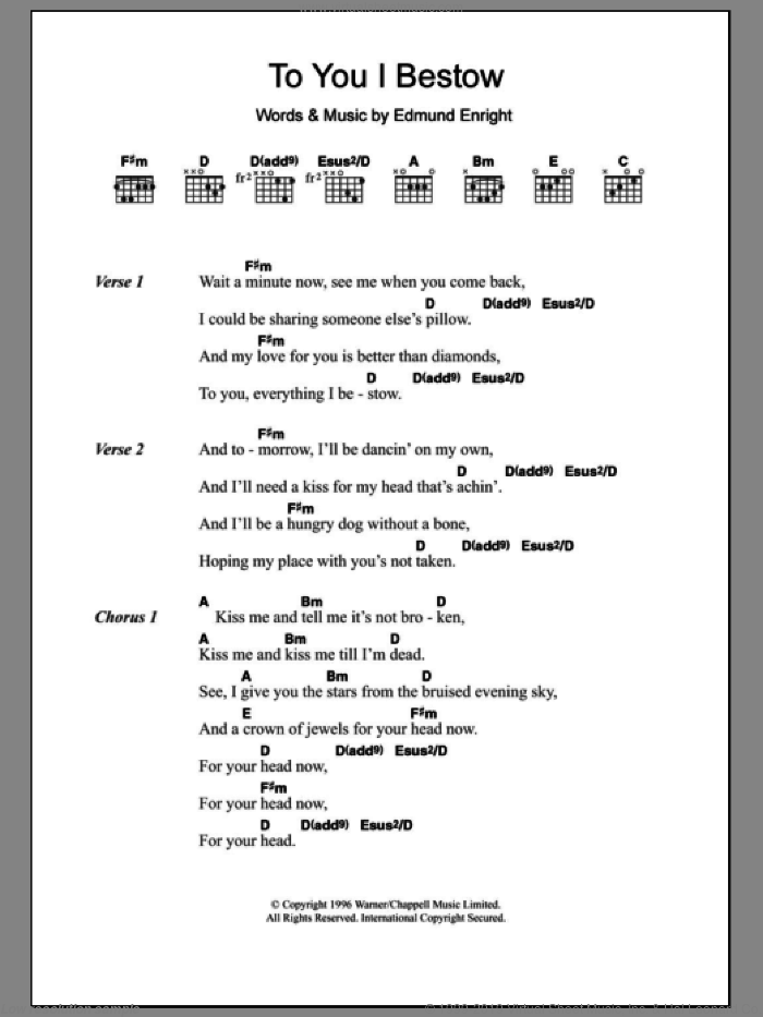 To You I Bestow sheet music for guitar (chords) by Mundy and Edmund Enright, intermediate skill level