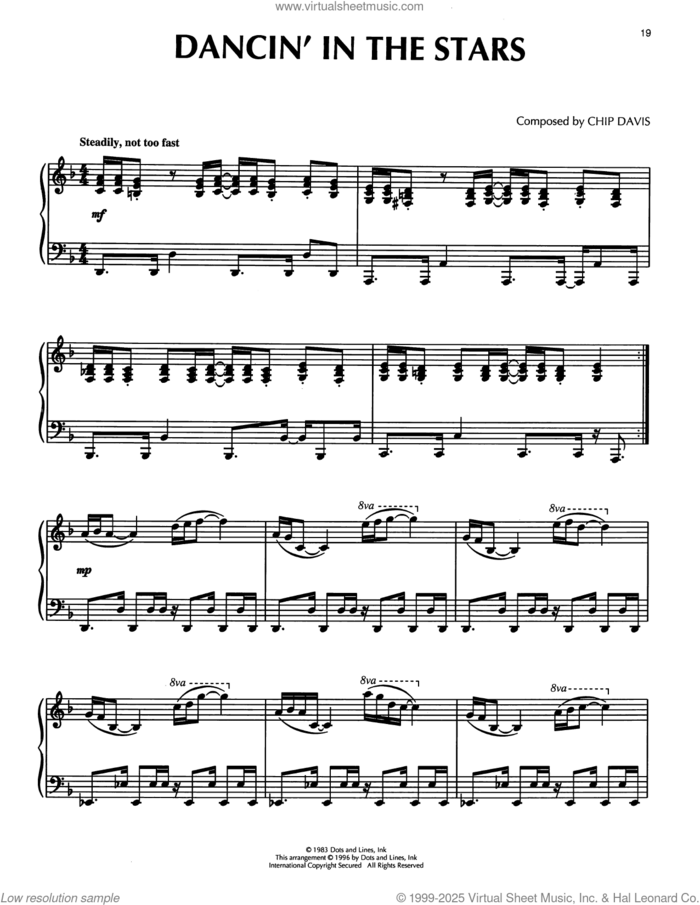 Dancin' In The Stars sheet music for piano solo by Mannheim Steamroller and Chip Davis, intermediate skill level