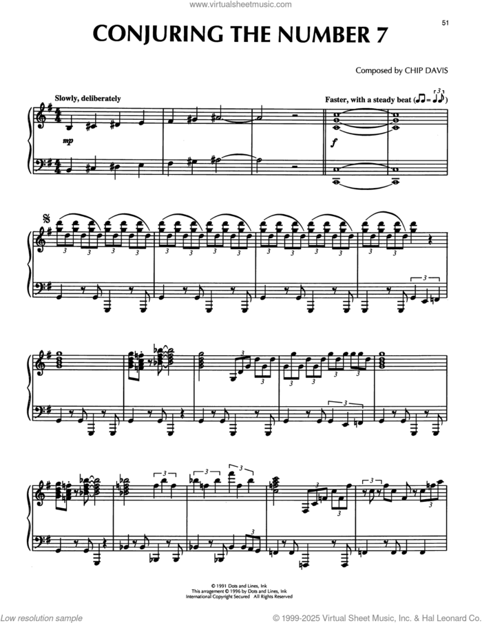 Conjuring The Number 7 sheet music for piano solo by Mannheim Steamroller and Chip Davis, intermediate skill level