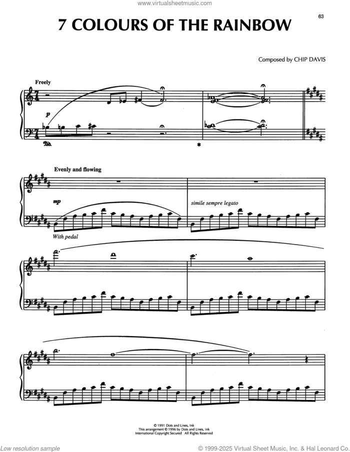 7 Colours Of The Rainbow sheet music for piano solo by Mannheim Steamroller and Chip Davis, intermediate skill level
