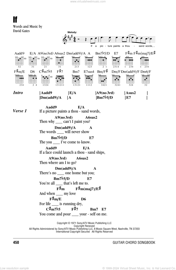 If sheet music for guitar (chords) by Bread and David Gates, wedding score, intermediate skill level