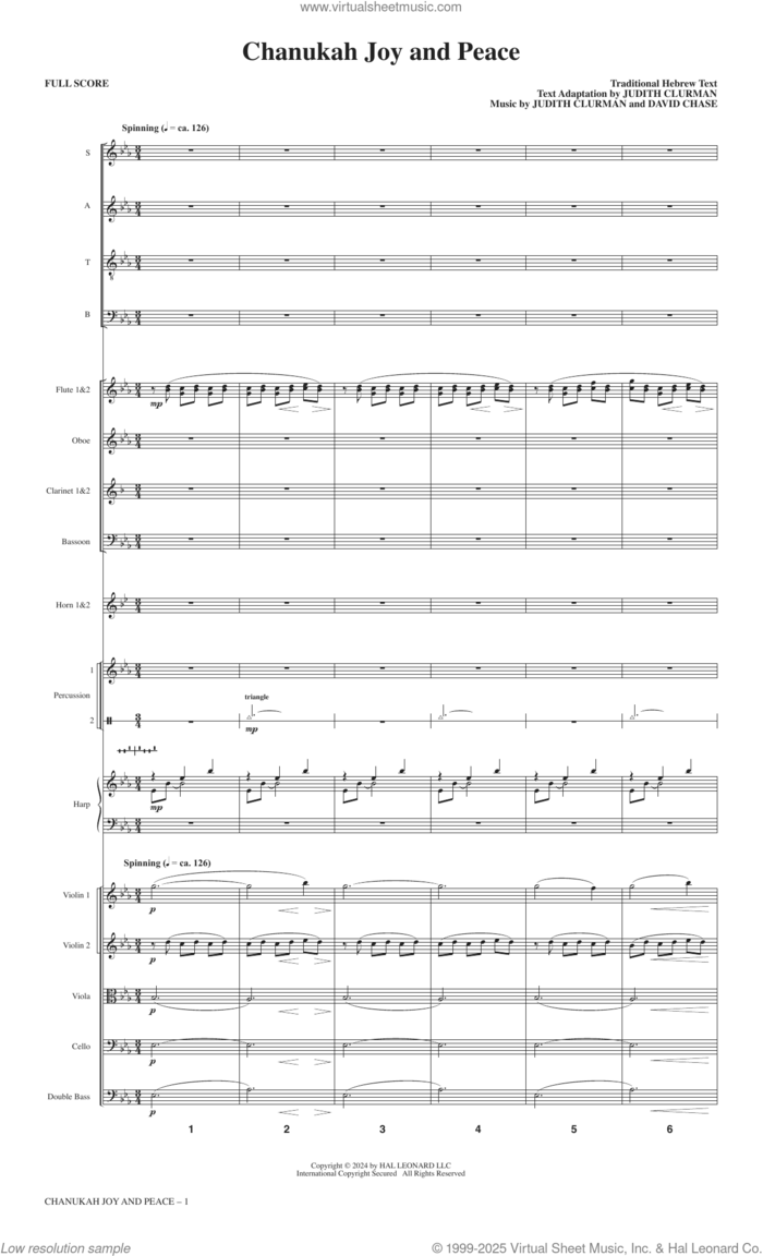 Chanukah Joy and Peace (COMPLETE) sheet music for orchestra/band (Orchestra) by Judith Clurman, David Chase, Judith Clurman and David Chase and Traditional Hebrew Text, intermediate skill level