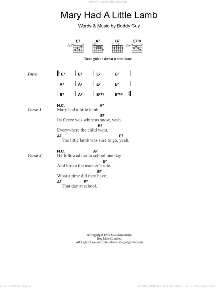 Mary Had A Little Lamb sheet music for guitar (chords) by Stevie Ray Vaughan and Buddy Guy, intermediate skill level