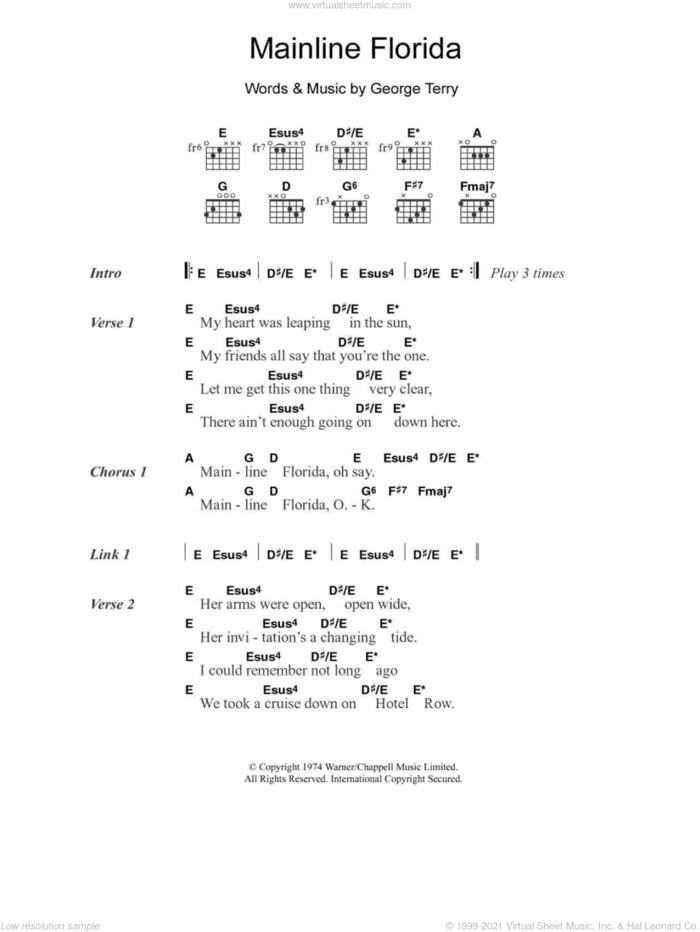 Mainline Florida sheet music for guitar (chords) by Eric Clapton and George Terry, intermediate skill level