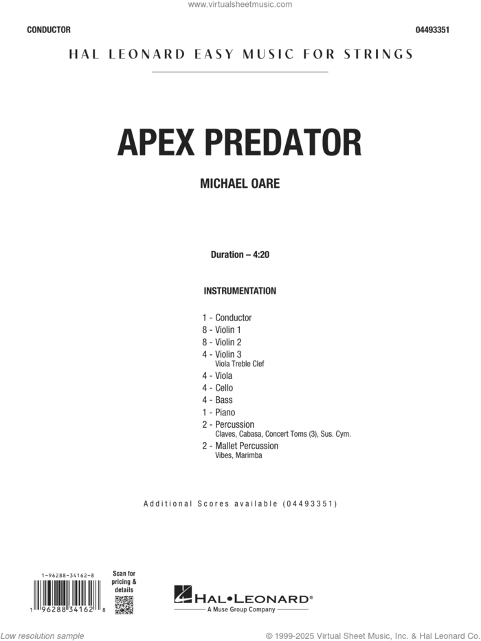 Apex Predator (COMPLETE) sheet music for orchestra by Michael Oare, intermediate skill level
