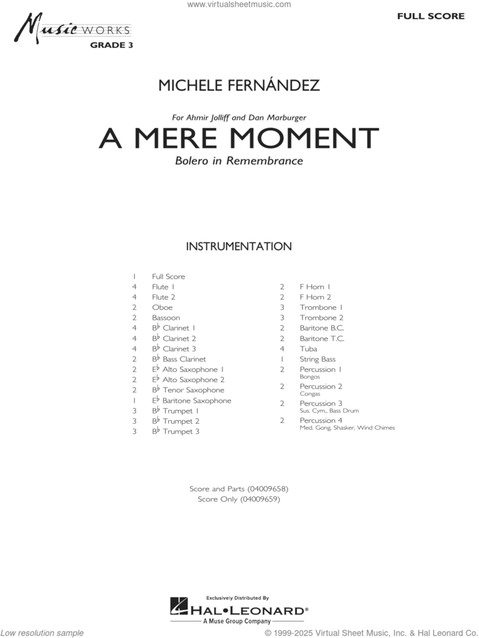 A Mere Moment (COMPLETE) sheet music for concert band by Michele Fernández, intermediate skill level