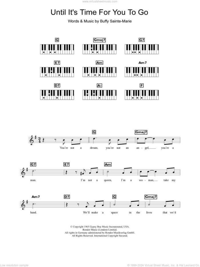 Until It's Time For You To Go sheet music for piano solo (chords, lyrics, melody) by Buffy Sainte-Marie, intermediate piano (chords, lyrics, melody)