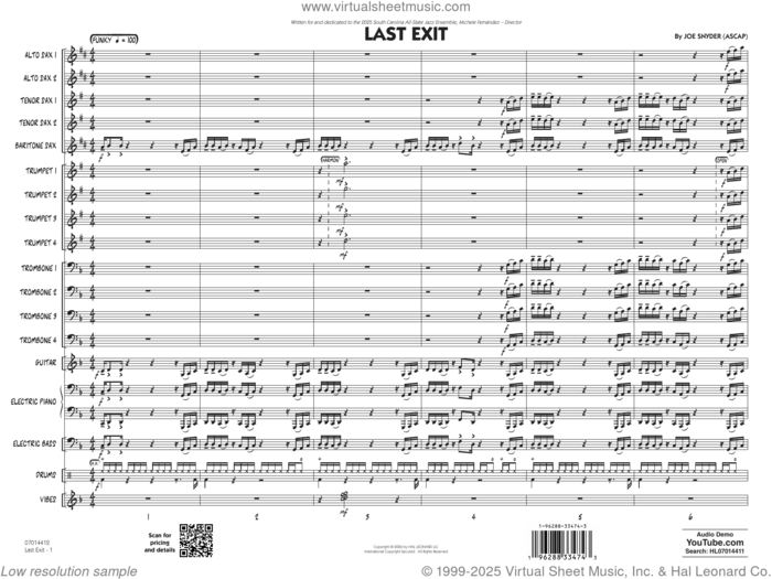 Last Exit (COMPLETE) sheet music for jazz band by Joe Snyder and Joseph Snyder, intermediate skill level