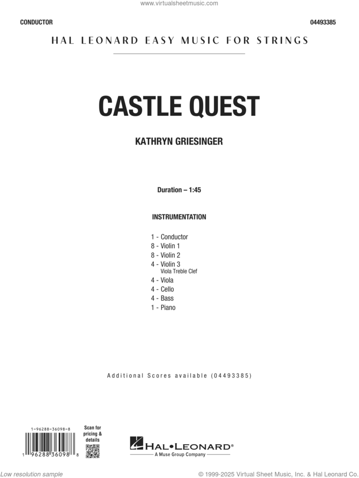 Castle Quest (COMPLETE) sheet music for orchestra by Kathryn Griesinger, intermediate skill level