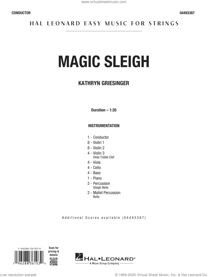 Magic Sleigh (COMPLETE) sheet music for orchestra by Kathryn Griesinger, intermediate skill level