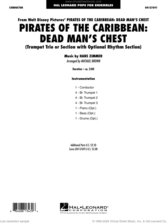Pirates of the Caribbean - Dead Man's Chest (COMPLETE) sheet music for concert band by Hans Zimmer and Michael Brown, intermediate skill level