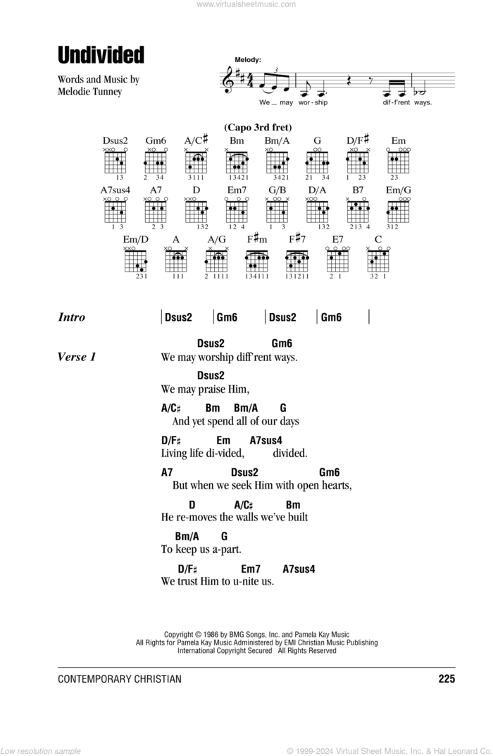 Undivided sheet music for guitar (chords) by First Call and Melodie Tunney, intermediate skill level