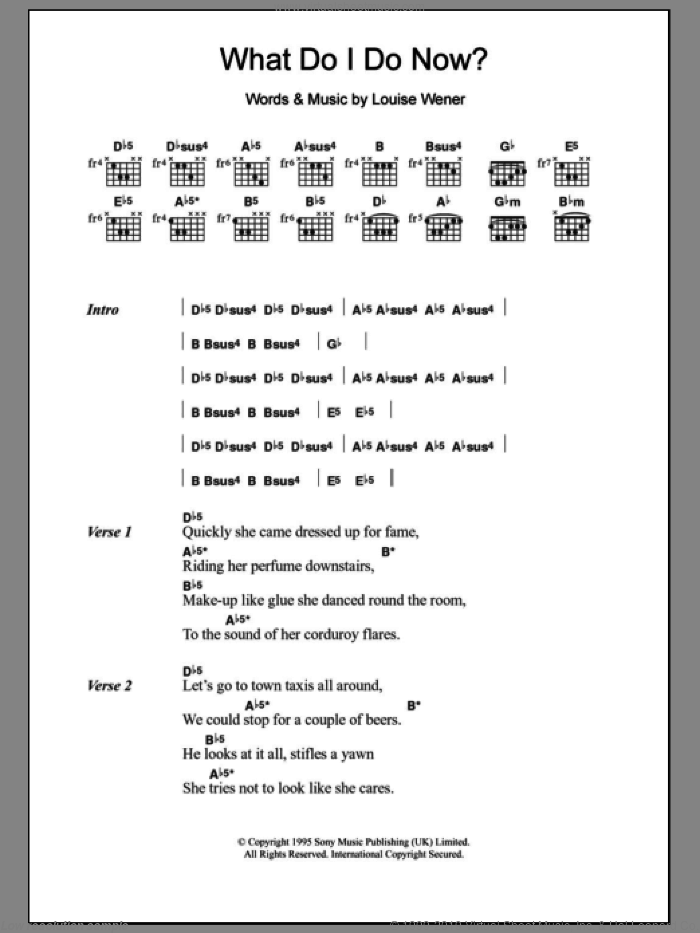 What Do I Do Now? sheet music for guitar (chords) by Sleeper, intermediate skill level