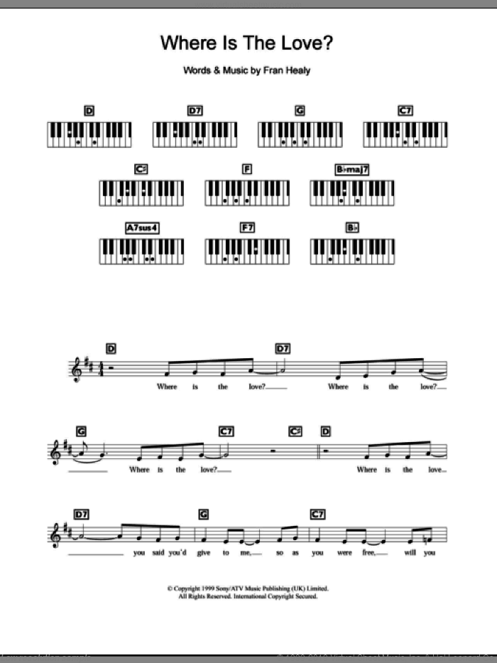 Where Is The Love sheet music for piano solo (chords, lyrics, melody) by Merle Travis, intermediate piano (chords, lyrics, melody)