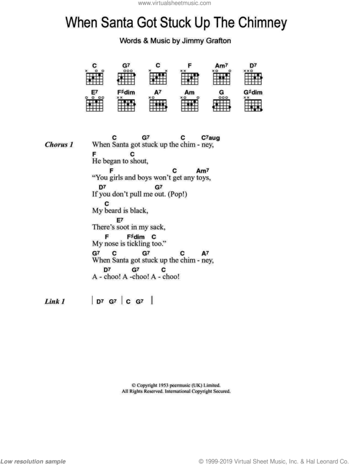 When Santa Got Stuck Up The Chimney sheet music for guitar (chords) by Jimmy Grafton, intermediate skill level