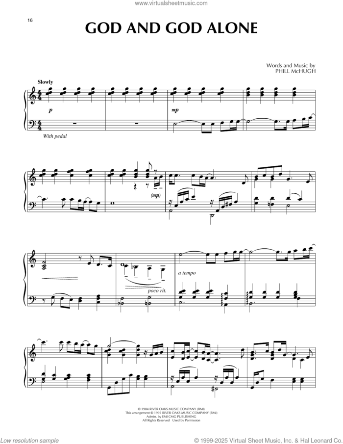 God And God Alone sheet music for piano solo by Phill McHugh, intermediate skill level
