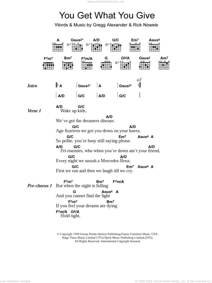 You Get What You Give sheet music for guitar (chords) by The New Radicals, Gregg Alexander and Rick Nowels, intermediate skill level