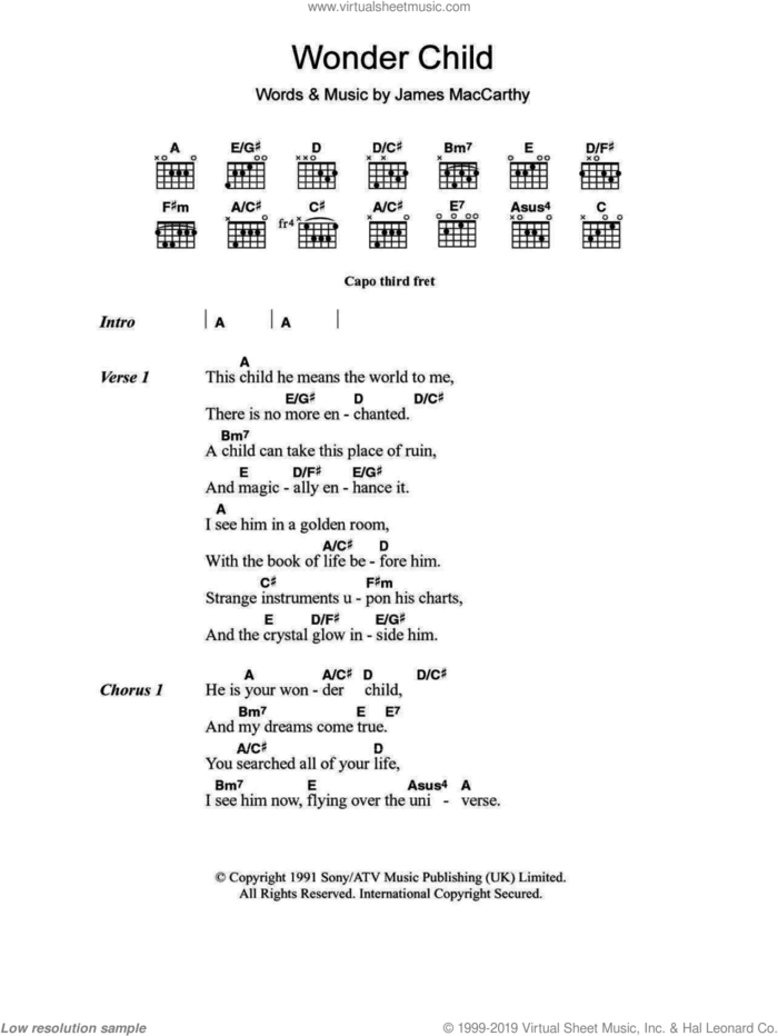 Wonder Child sheet music for guitar (chords) by Mary Black and Jimmy MacCarthy, intermediate skill level