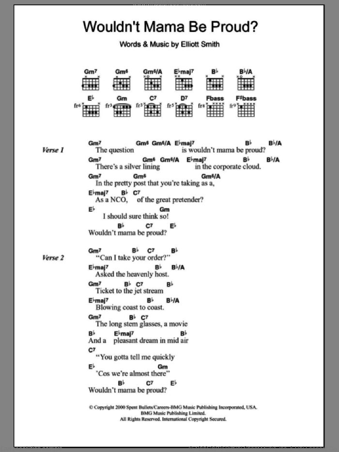 Wouldn't Mama Be Proud? sheet music for guitar (chords) by Elliot Smith and Elliott Smith, intermediate skill level