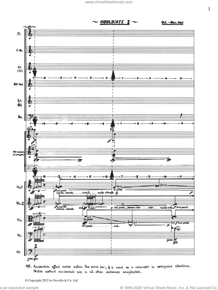 Obbligati I (Study Score) sheet music for chamber ensemble (study score) by Justin Connolly, classical score, intermediate skill level