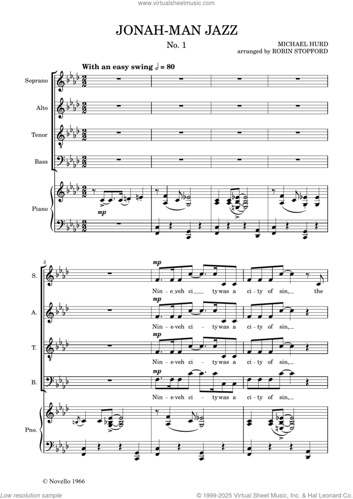Jonah-Man Jazz sheet music for choir by Michael Hurd, classical score, intermediate skill level