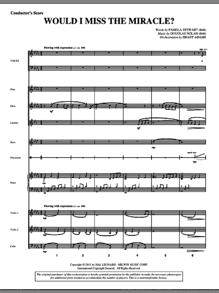Would I Miss The Miracle? (complete set of parts) sheet music for orchestra/band (Orchestra) by Douglas Nolan, Douglas Nolan & Pamela Stewart and Pamela Stewart, intermediate skill level