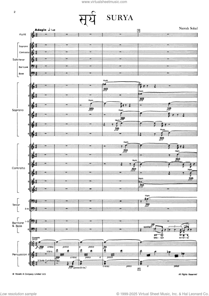 Surya (vocal score) sheet music for choir (SATB: soprano, alto, tenor, bass) by Naresh Sohal, classical score, intermediate skill level