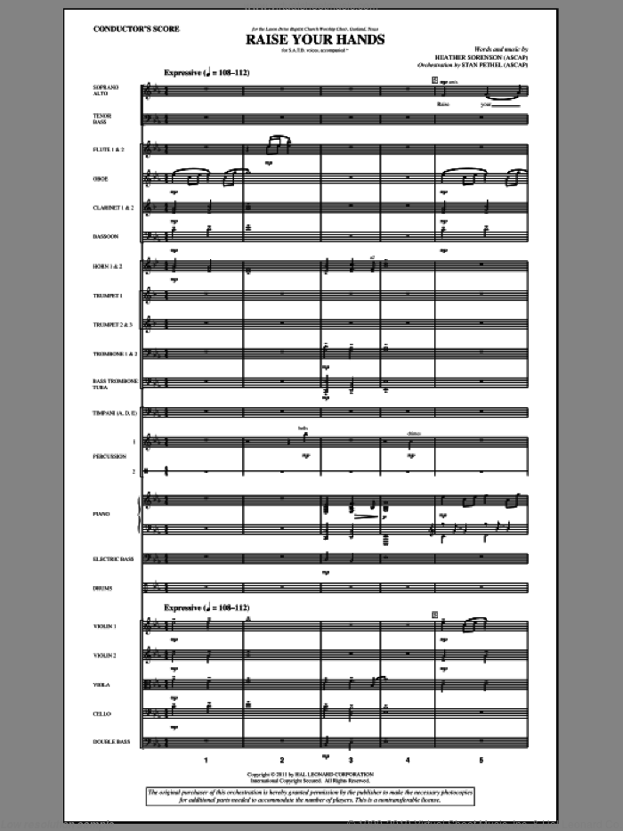 Raise Your Hands (complete set of parts) sheet music for orchestra/band (Orchestra) by Heather Sorenson, intermediate skill level