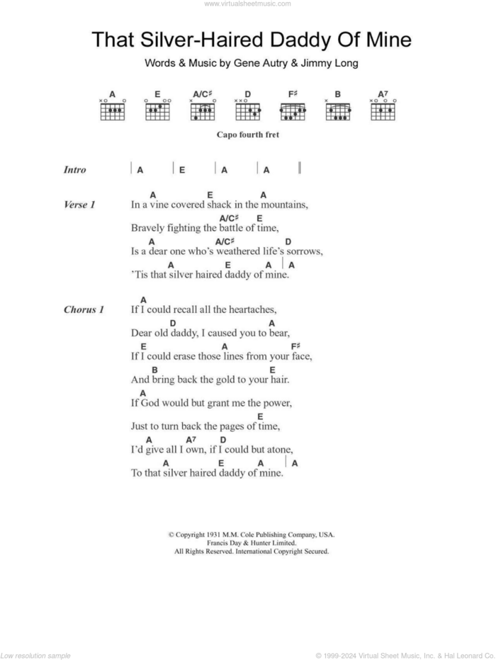 That Silver-Haired Daddy Of Mine sheet music for guitar (chords) by Gene Autry and Jimmy Long, intermediate skill level