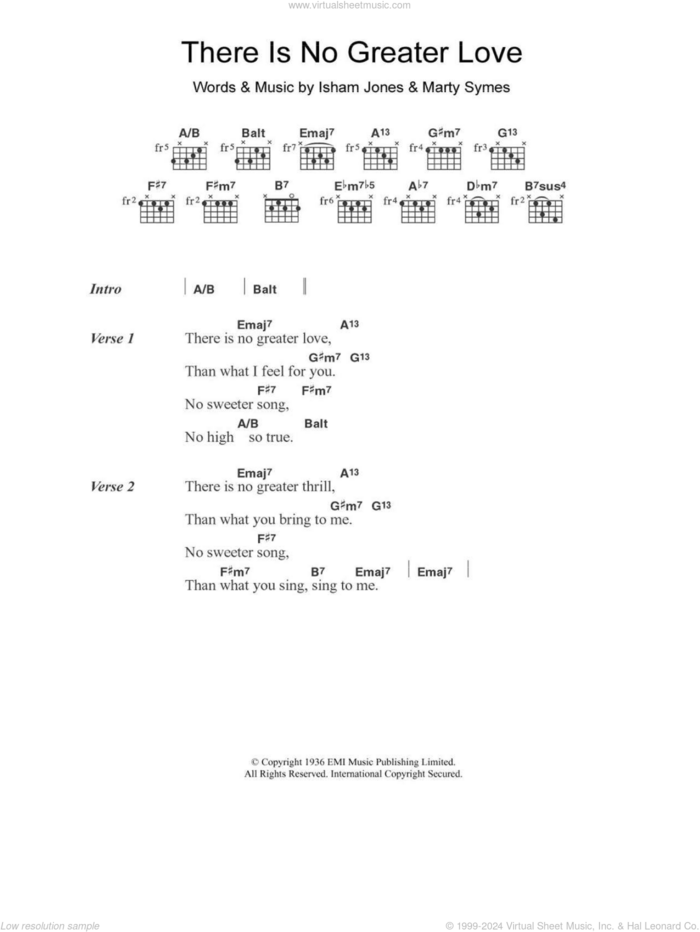 There Is No Greater Love sheet music for guitar (chords) by Amy Winehouse, Isham Jones and Marty Symes, intermediate skill level