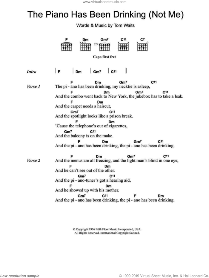 The Piano Has Been Drinking (Not Me) sheet music for guitar (chords) by Tom Waits, intermediate skill level