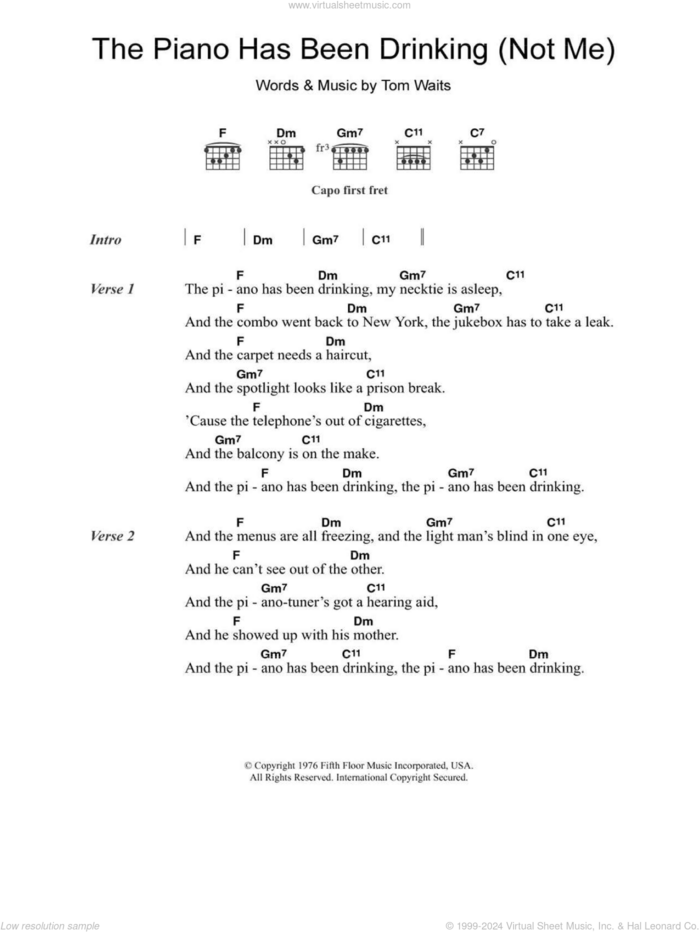 The Piano Has Been Drinking (Not Me) sheet music for guitar (chords) by Tom Waits, intermediate skill level