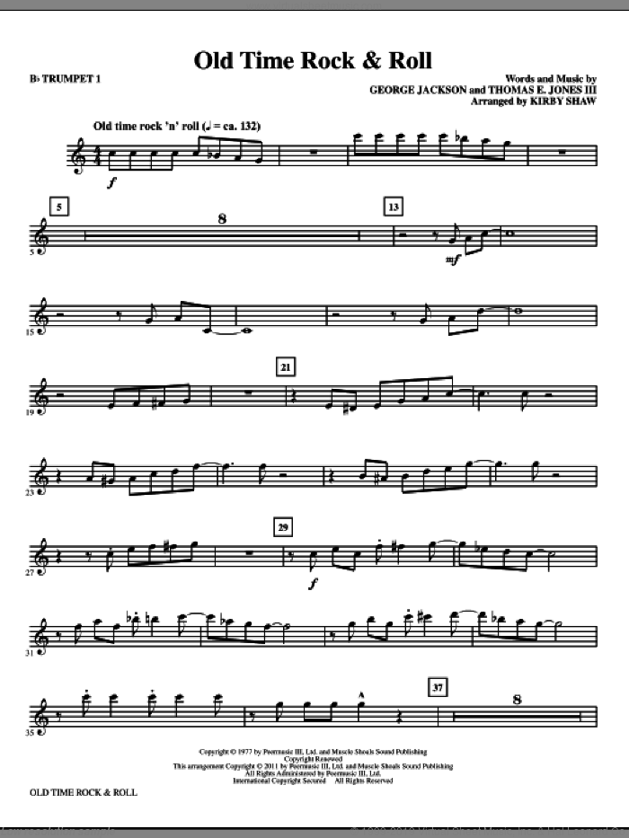 Old Time Rock and Roll (complete set of parts) sheet music for orchestra/band by George Jackson, Bob Seger and Kirby Shaw, intermediate skill level