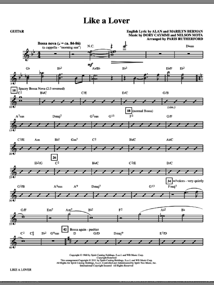 Like A Lover (complete set of parts) sheet music for orchestra/band (Rhythm) by Marilyn Bergman, Alan Bergman, Nelson Mota, Paris Rutherford and Sergio Mendez, intermediate skill level