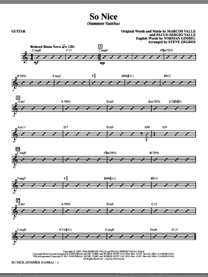 So Nice (Summer Samba) (complete set of parts) sheet music for orchestra/band (Rhythm) by Norman Gimbel, Marcos Valle, Paulo Sergio Valle, Walter Wanderley and Steve Zegree, intermediate skill level