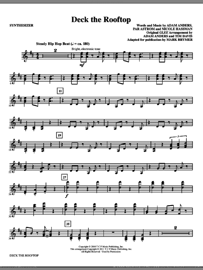 Deck The Rooftop (complete set of parts) sheet music for orchestra/band (Rhythm) by Peer Astrom, Nicole Hassman, Nikki Hassman, Par Astrom, Adam Anders, Glee Cast, Mark Brymer and Tim Davis, intermediate skill level