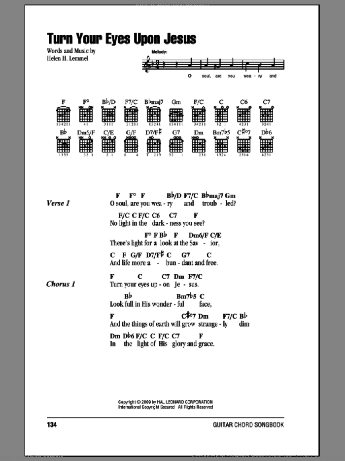 Turn Your Eyes Upon Jesus sheet music for guitar (chords) by Newsboys and Helen H. Lemmel, intermediate skill level