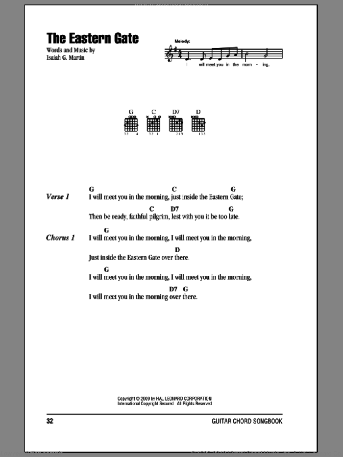 The Eastern Gate sheet music for guitar (chords) by Isaiah G. Martin, intermediate skill level