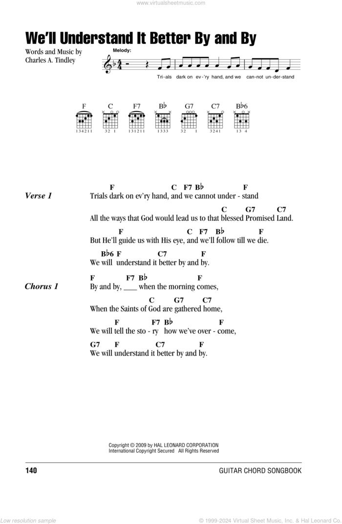 We'll Understand It Better By And By sheet music for guitar (chords) by Charles A. Tindley, intermediate skill level