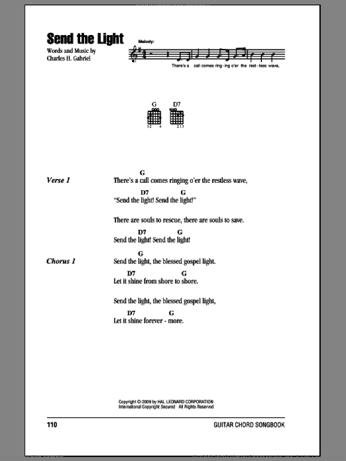 Send The Light sheet music for guitar (chords) by Charles H. Gabriel, intermediate skill level