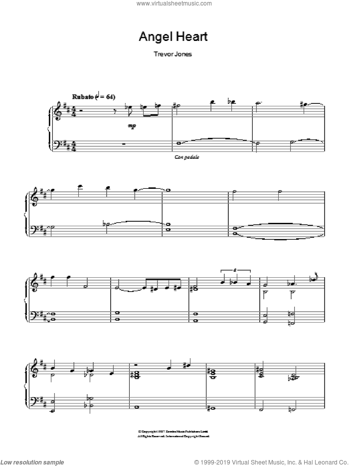 Angel Heart (Looking For Johnny/Johnny Favourite) sheet music for piano solo by Trevor Jones, intermediate skill level