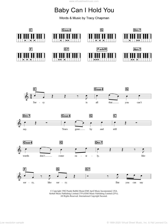 Baby Can I Hold You sheet music for piano solo (chords, lyrics, melody) by Boyzone and Tracy Chapman, intermediate piano (chords, lyrics, melody)