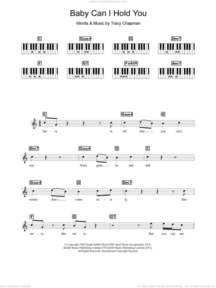 Baby Can I Hold You sheet music for piano solo (chords, lyrics, melody) by Boyzone and Tracy Chapman, intermediate piano (chords, lyrics, melody)