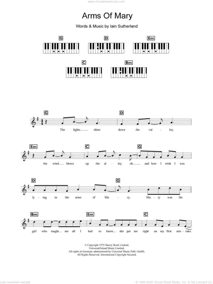 Arms Of Mary sheet music for piano solo (chords, lyrics, melody) by Boyzone and Iain Sutherland, intermediate piano (chords, lyrics, melody)