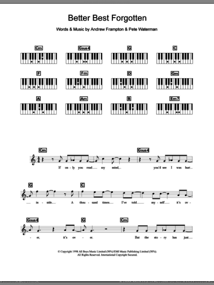 Better Best Forgotten sheet music for piano solo (chords, lyrics, melody) by Steps, Andrew Frampton and Pete Waterman, intermediate piano (chords, lyrics, melody)